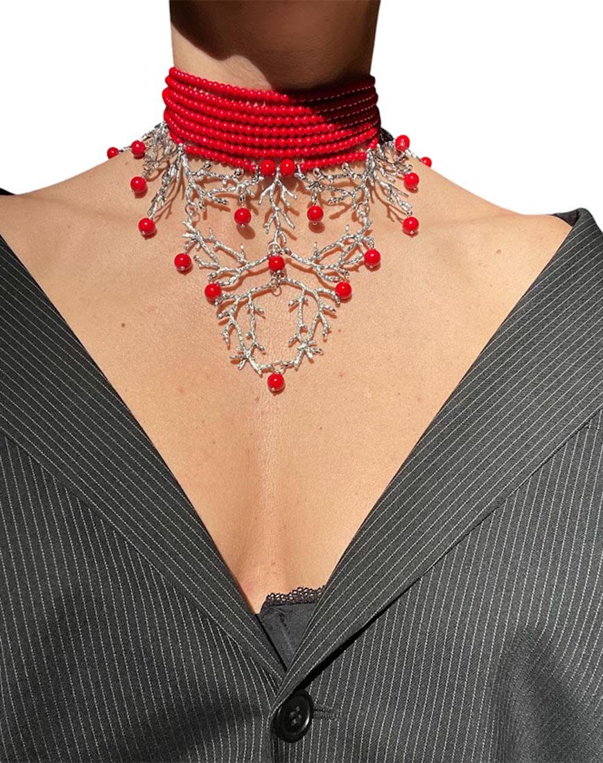 Чокер з гілочками жіночий SMART JEWELRY червоний One size