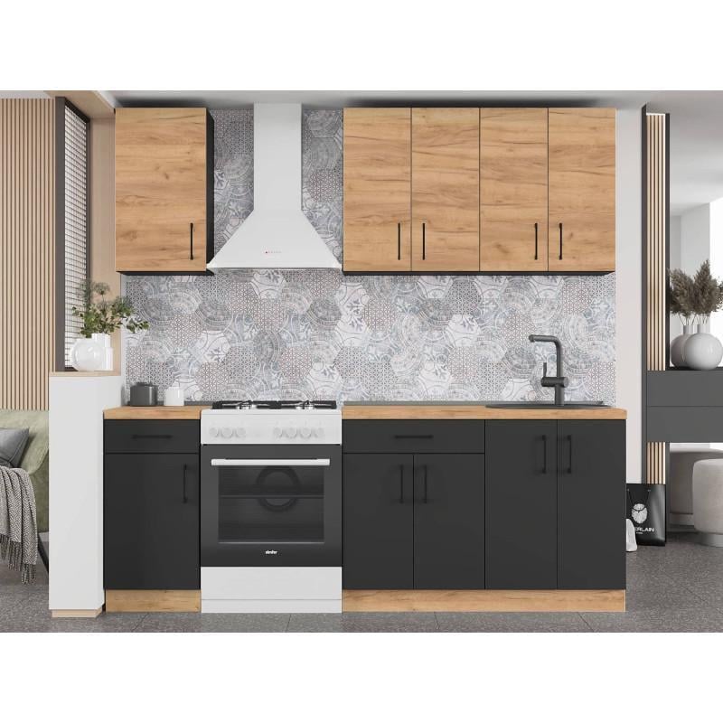 Кухня модульная Эверест Оптима №4 2,2 м Дуб крафт золотой/Антрацит (DTM-5705)