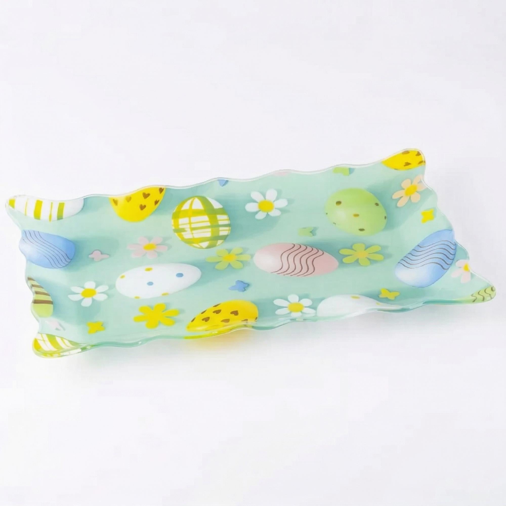 Блюдо пасхальное стеклянное прямоугольное 30х20 см