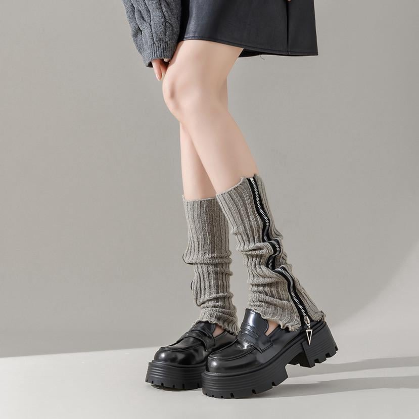 Гетры на молнии в рубчик One size Светло-серый (2404) - фото 1