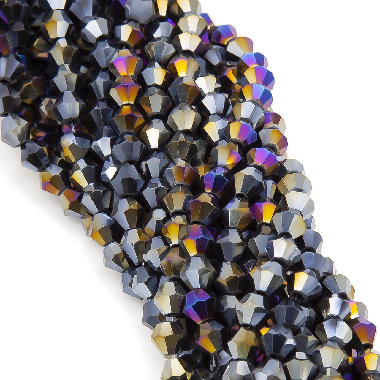 Намистини кришталеві Біконус АВ 6,2х6 мм 46 шт. Чорний (БІ0006к56)