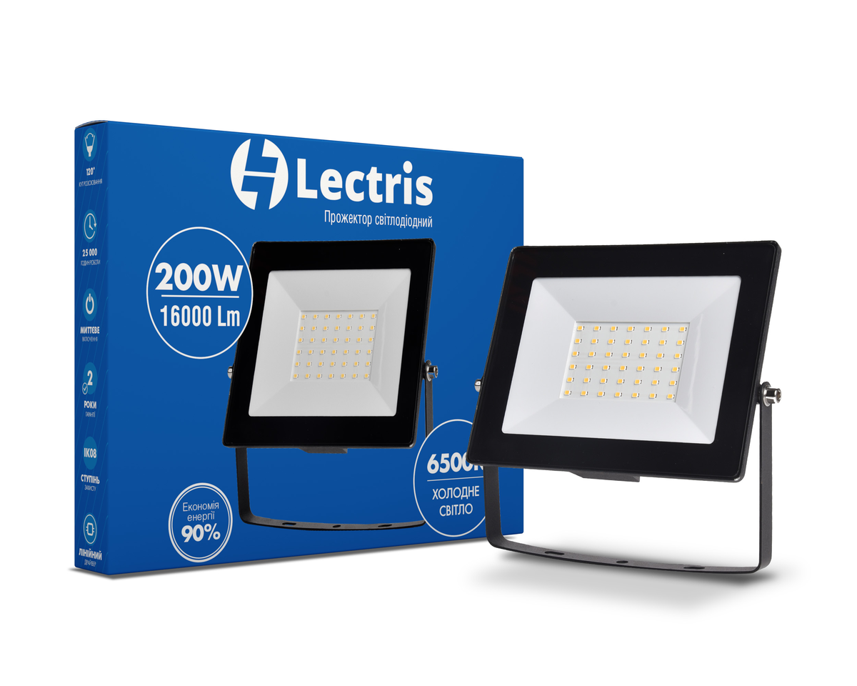 Прожектор Lectris 6500K 185-265V IP65 1-LC-3007 200W 16000 Lm