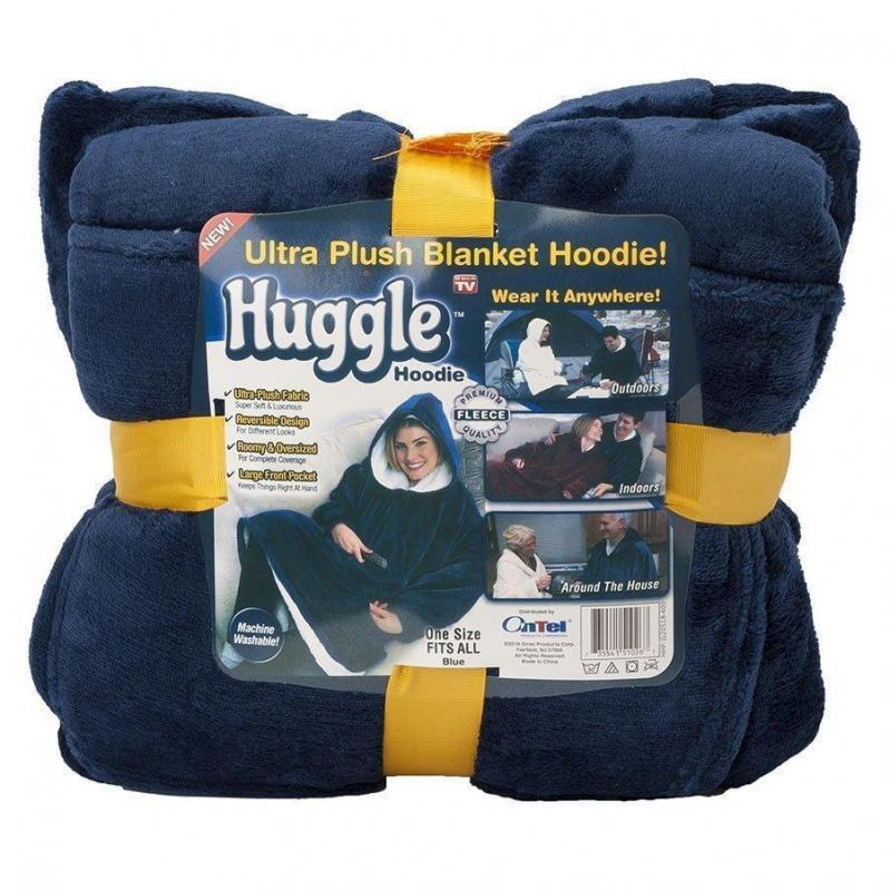 Толстовка-плед Huggle Hoodie с капюшоном и рукавами Синий (5-2-1634105228)
