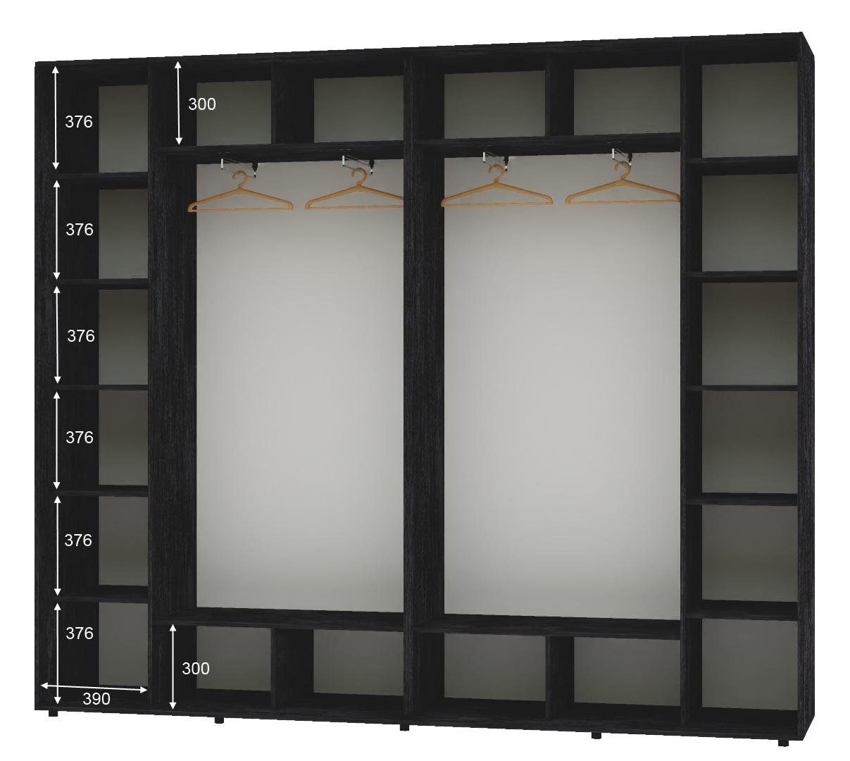 Шкаф-купе четырехдверный Алекса ДСП 290х45х230 см Бетон темный (55726) - фото 2 Шкаф-купе четырехдверный Алекса ДСП 290х45х230 см Бетон темный (55726) - фото 2