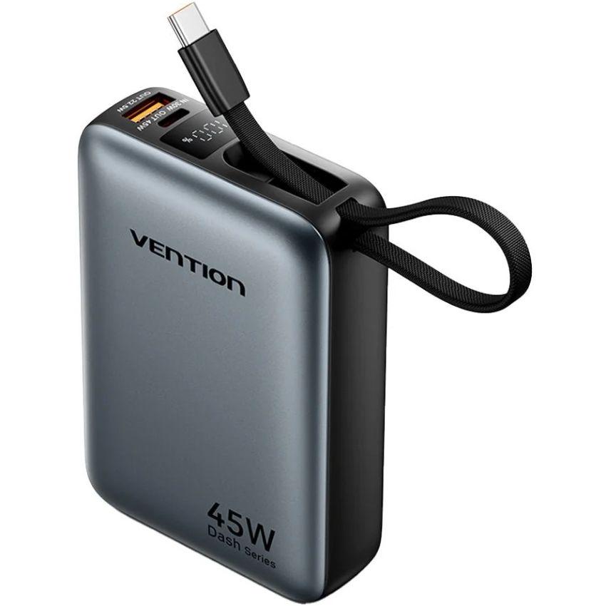 Повербанк Vention 20000 mAh 45W PD з вбудованим кабелем USB-C Grey (FHGH0) Повербанк Vention 20000 mAh 45W PD з вбудованим кабелем USB-C Grey (FHGH0)