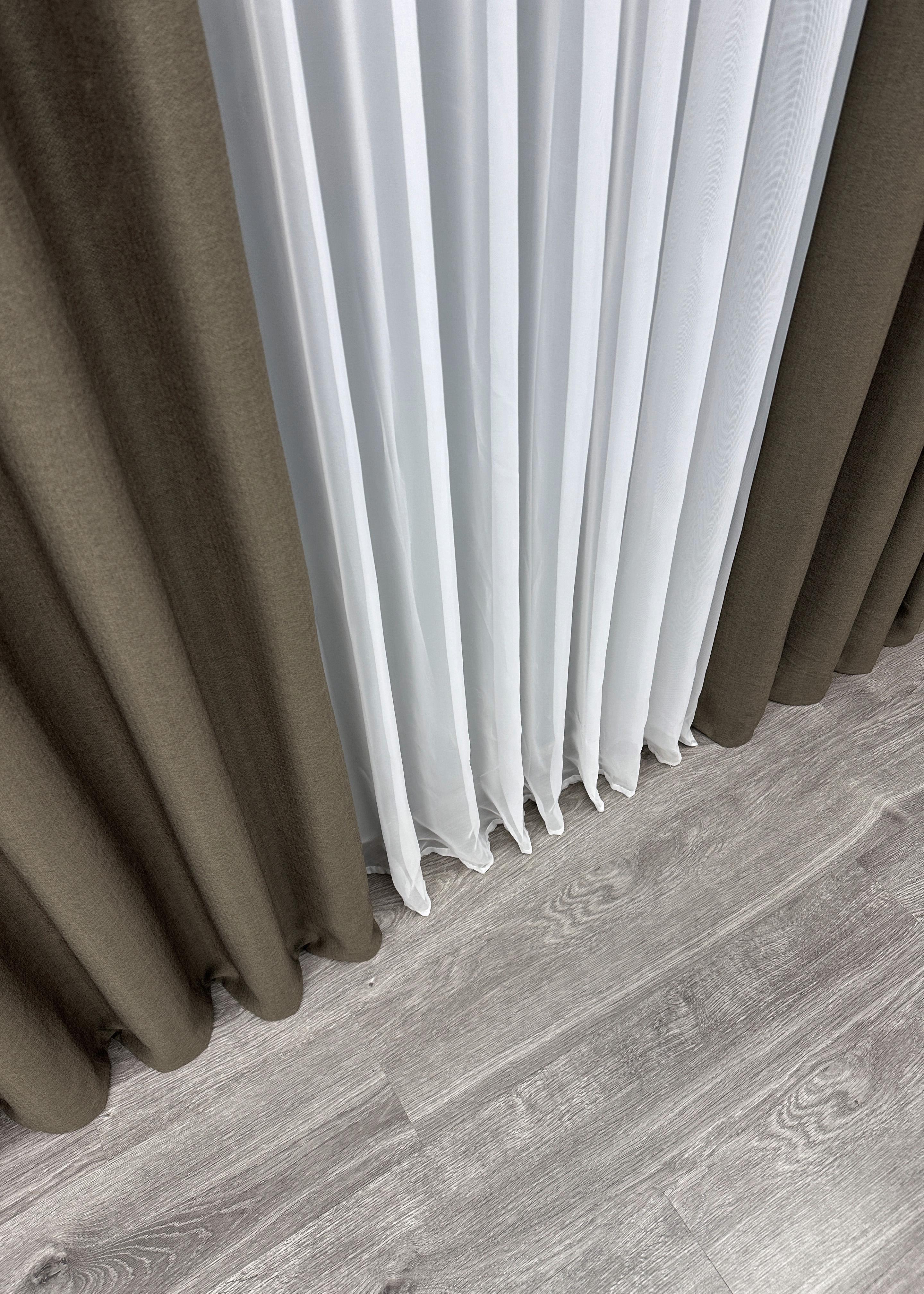 Комплект готовых штор VR-Textil Шенил однотонный № 1591ш 150х270 см 2 шт. Кофейный (33-0556) - фото 10