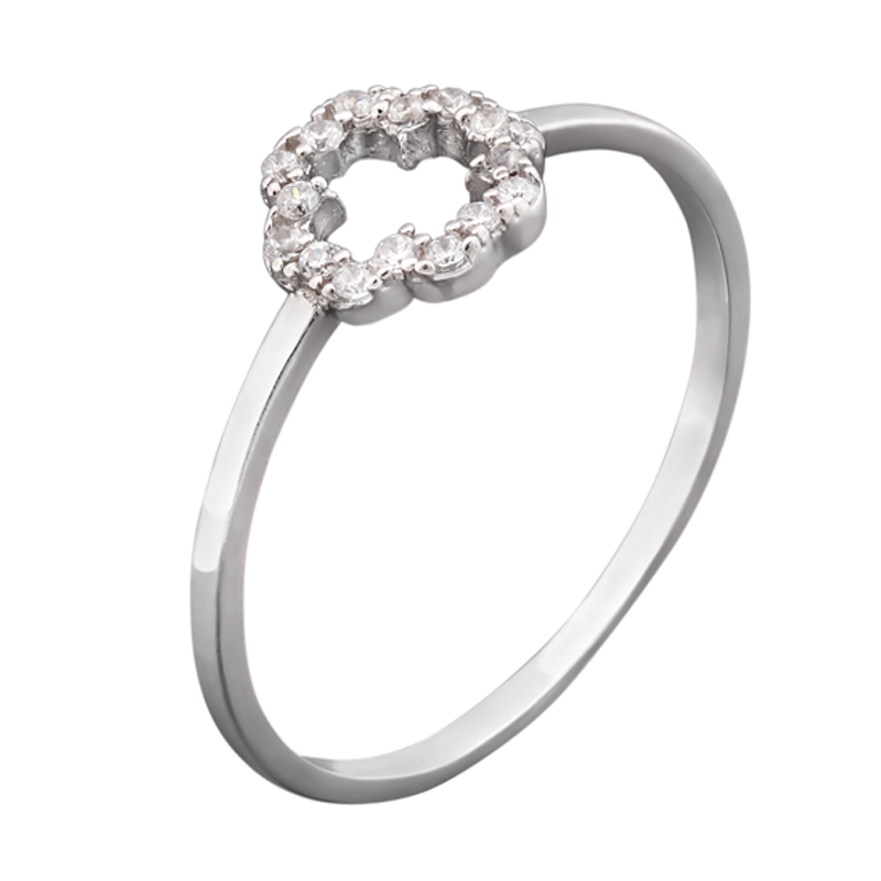 Кольцо серебряное тематическое Мак с белыми фианитами р. 18 Кольцо серебряное тематическое Мак с белыми фианитами р. 18