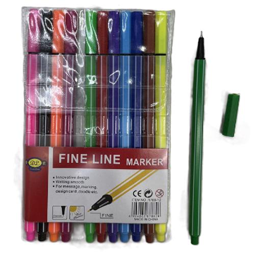 Набор ручек лайнеров Stenson WW00016 Fine Line 12 цветов