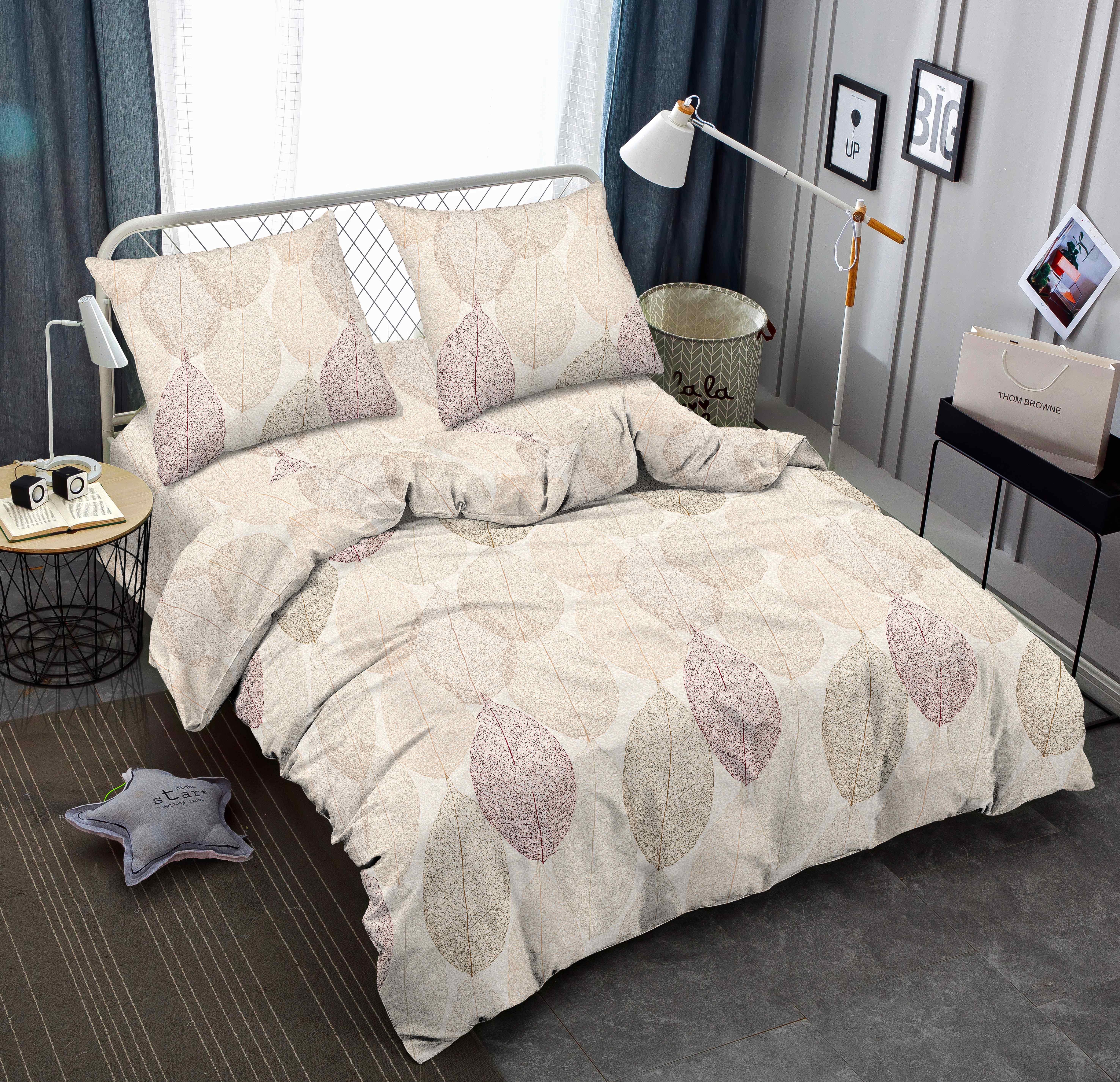 Комплект постельного белья Zastelli J1647-7 Листья жатка семейный 2х145х210 см Разноцветный (22041)