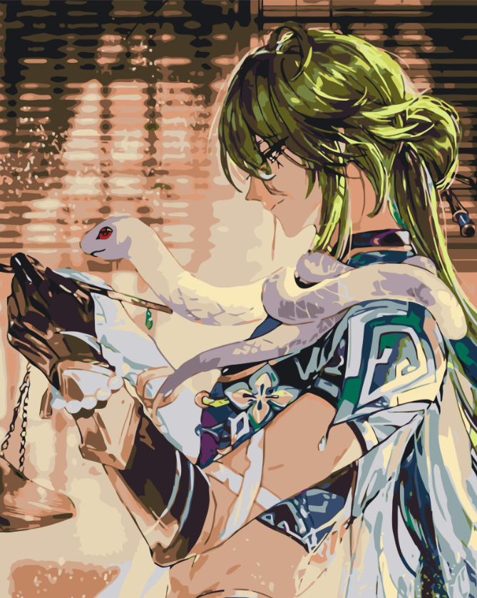 Картина за номерами Орігамі Аніме Геншин Імпакт Бай Чжу 40х50 см (LW30250)