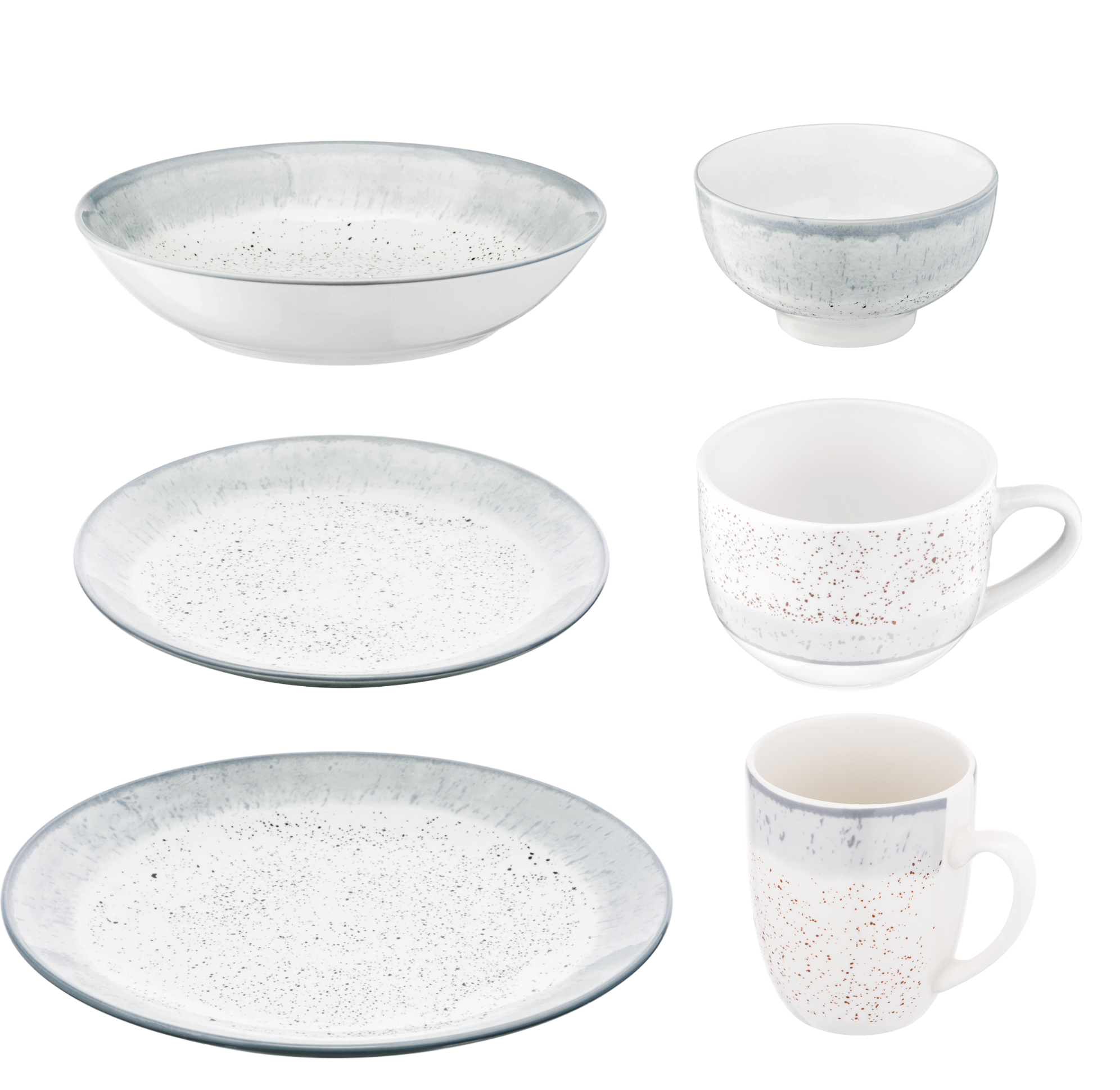 Столовый сервиз Ardesto Siena 6 предметов 1 персона фарфор Бело-серый