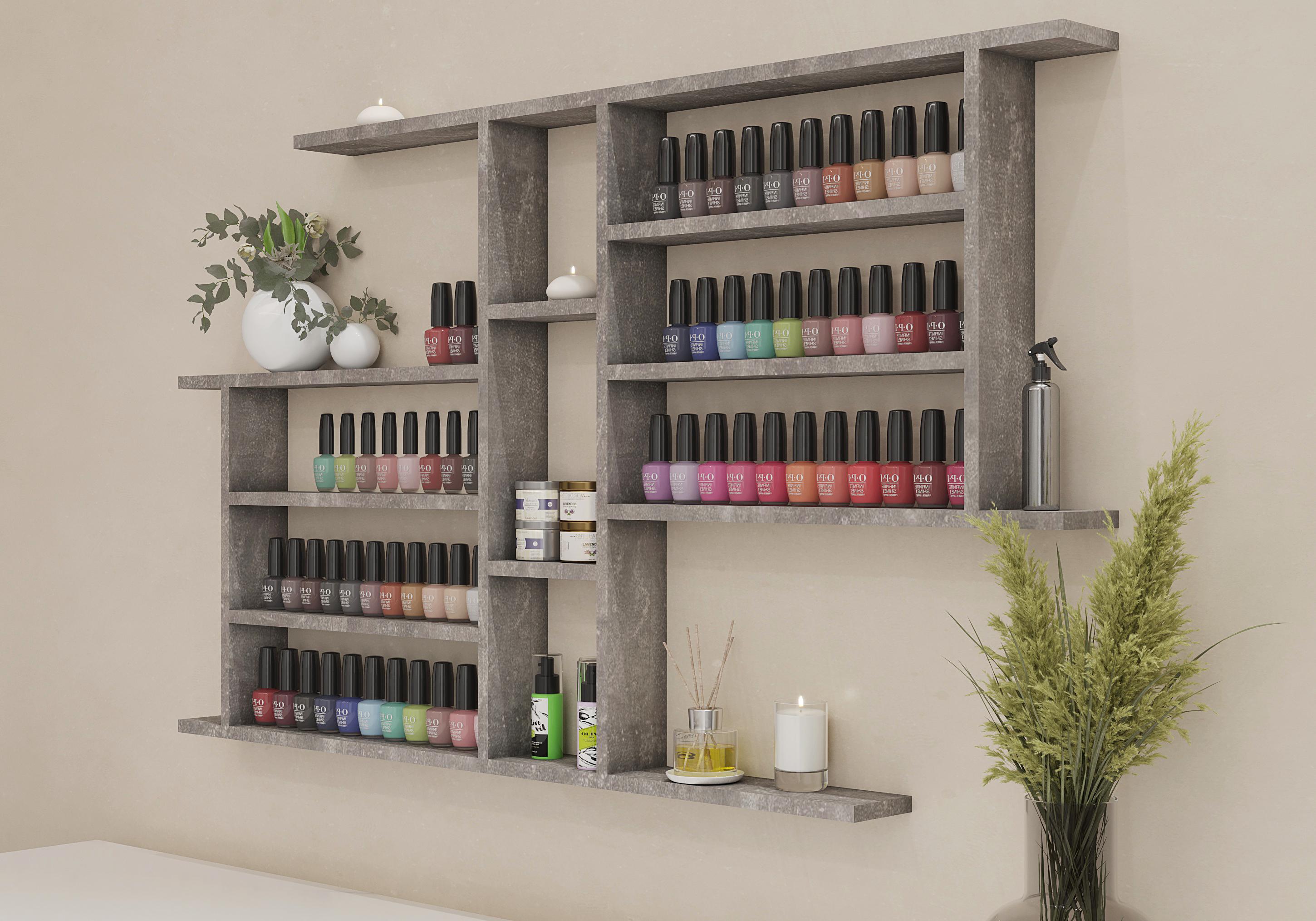 Полиця вузька навісна для гель-лаків Бетон - фото 1 Полиця вузька навісна для гель-лаків Бетон - фото 1