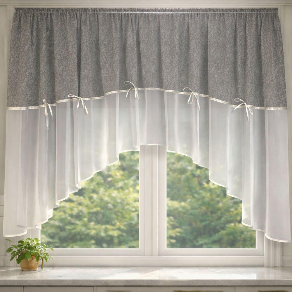 Штора-арка для кухни с прозрачной тесьмой на карниз 1,5-2 м 4 м (27338)