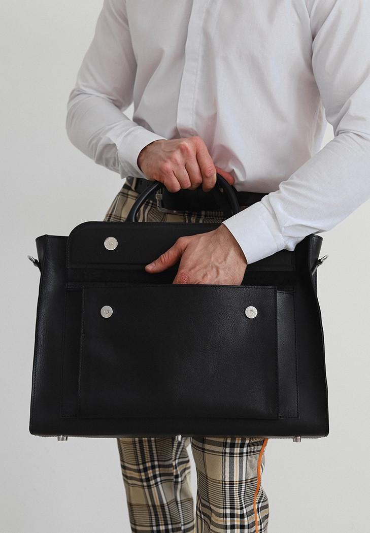 Сумка кожаная для ноутбука и документов универсальная Черный (A-028885) - фото 2
