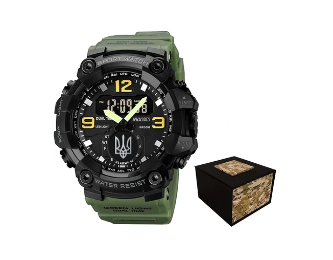 Наручные часы Awarder 003 Трезубец серебро Army Green/Black