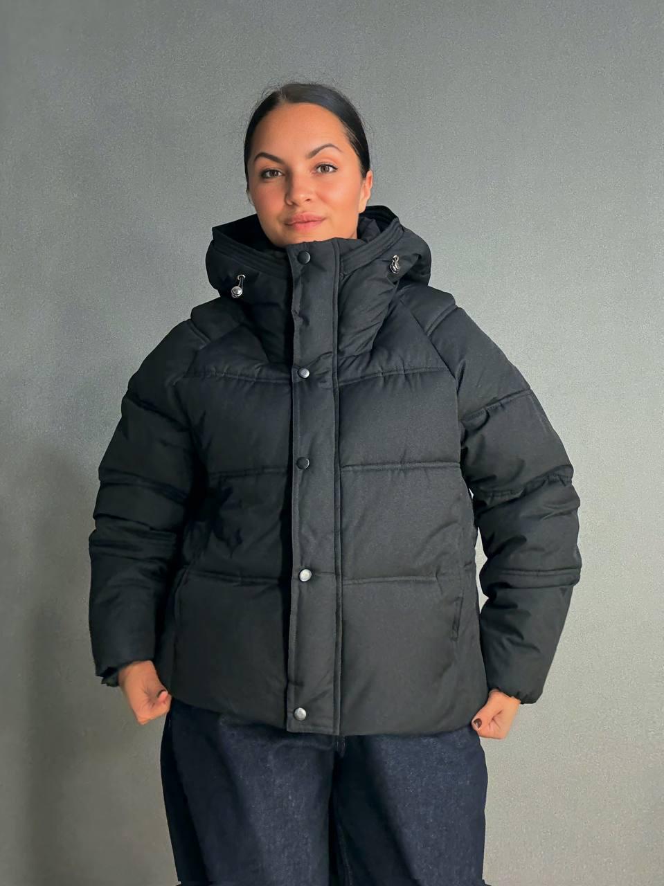 Куртка женская HAIZIYUAN 8589 средней длины с капюшоном XL Черный (4806)