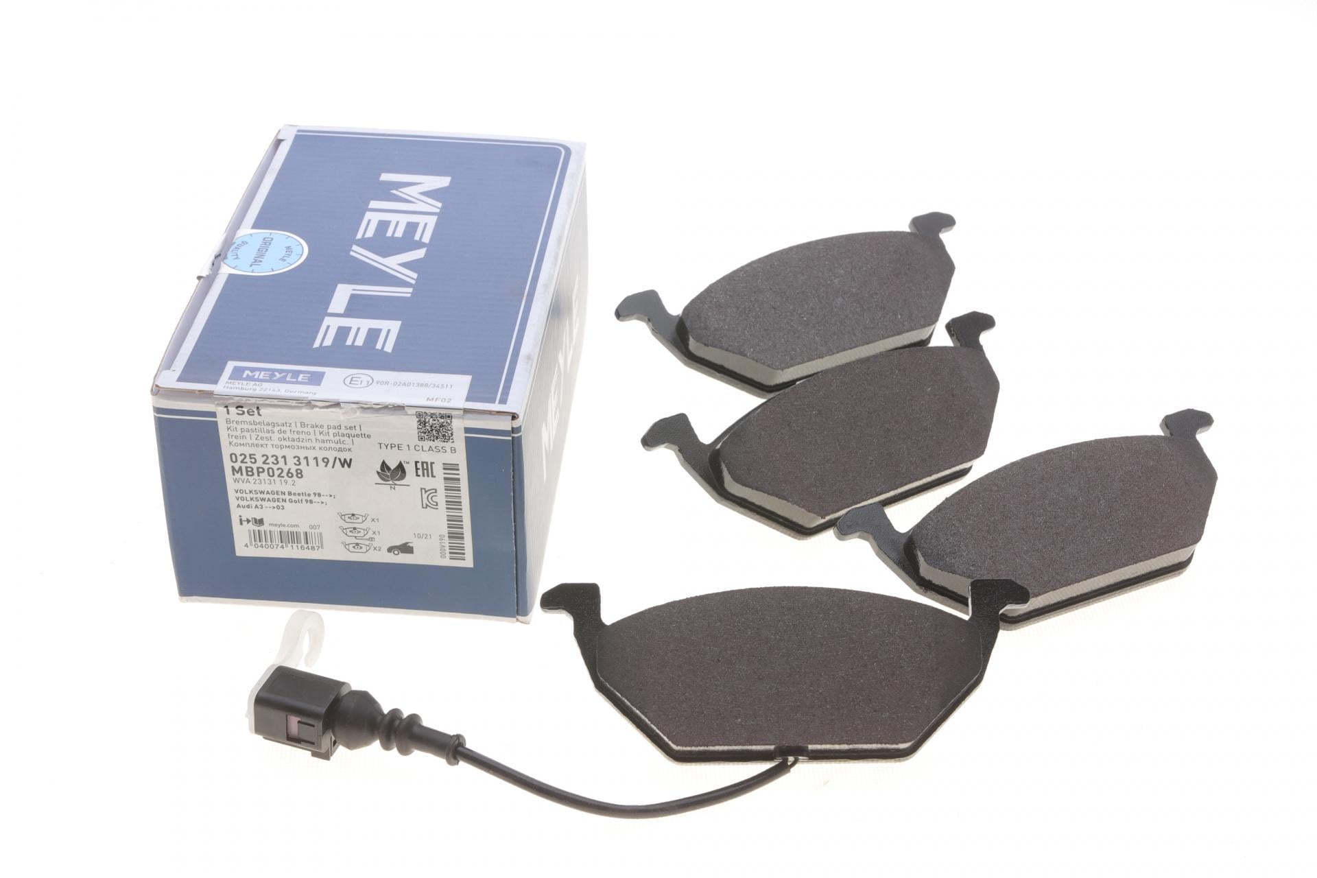 Колодки тормозные передние Meyle 025 231 3119/W VW Caddy 03- с датчиком