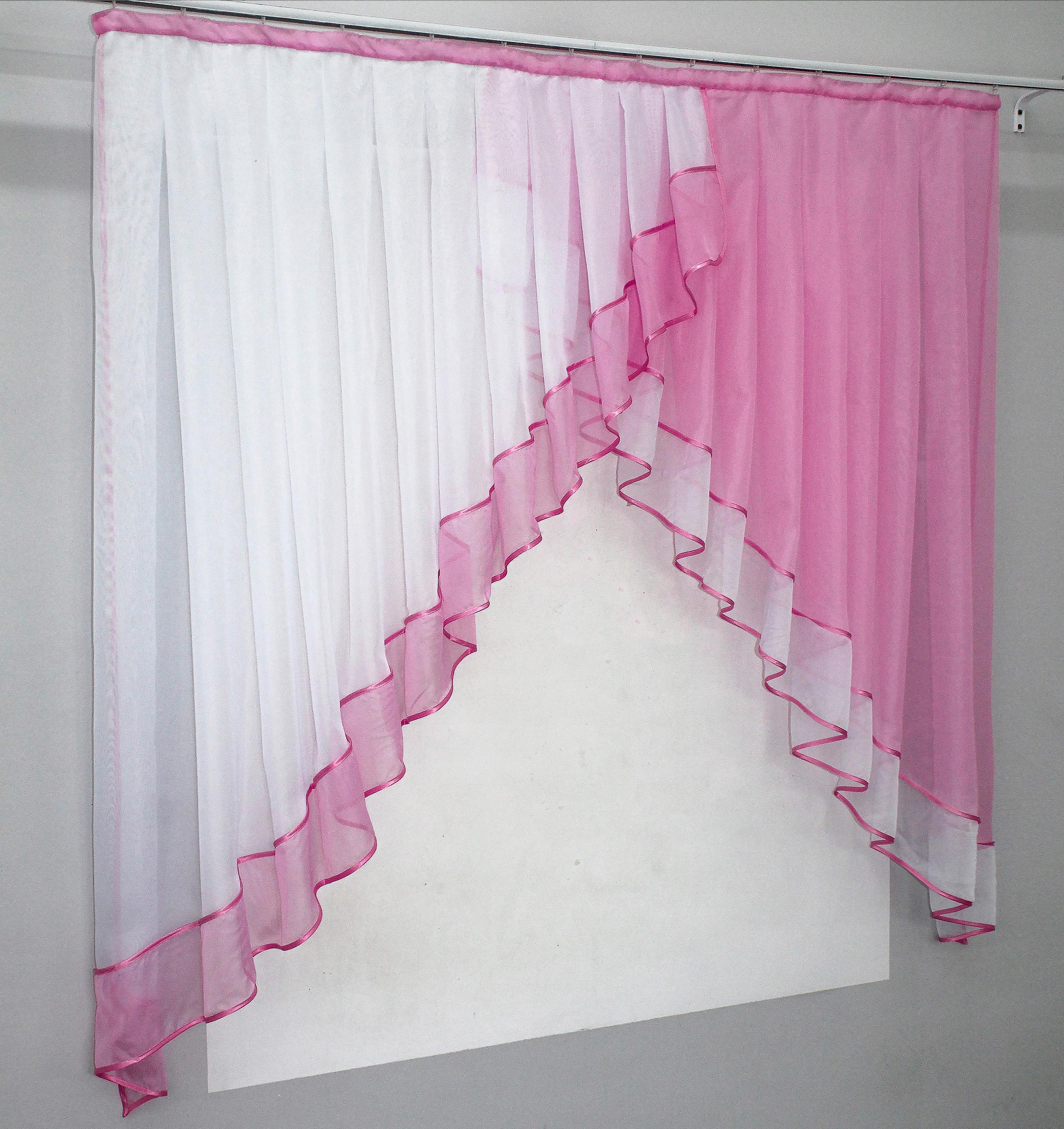 Фіранка кухонна VR-Textil № 023к 150х150 см Рожевий/Білий (50-523) - фото 2 Фіранка кухонна VR-Textil № 023к 150х150 см Рожевий/Білий (50-523) - фото 2