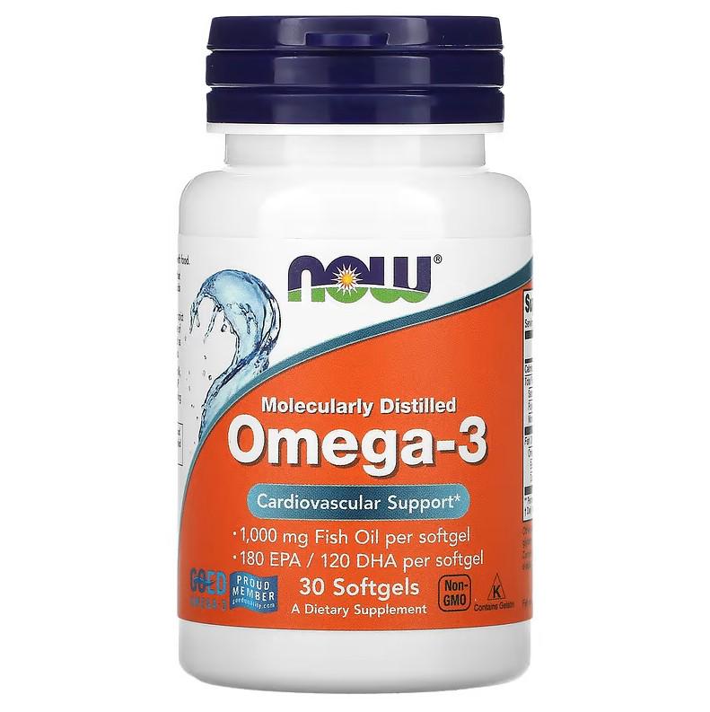 Жирные кислоты Now Foods Omega-3 Molecularly Distilled 30 капсул