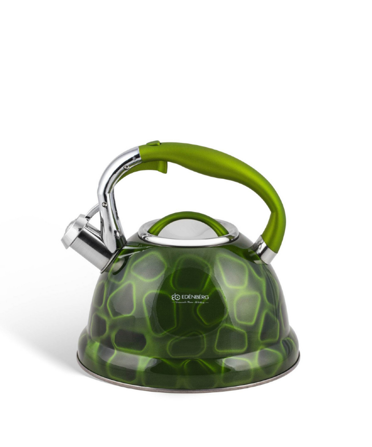 Чайник із свистком Edenberg із нержавіючої сталі 3 л Зелений (17851716) - фото 1 Чайник із свистком Edenberg із нержавіючої сталі 3 л Зелений (17851716) - фото 1