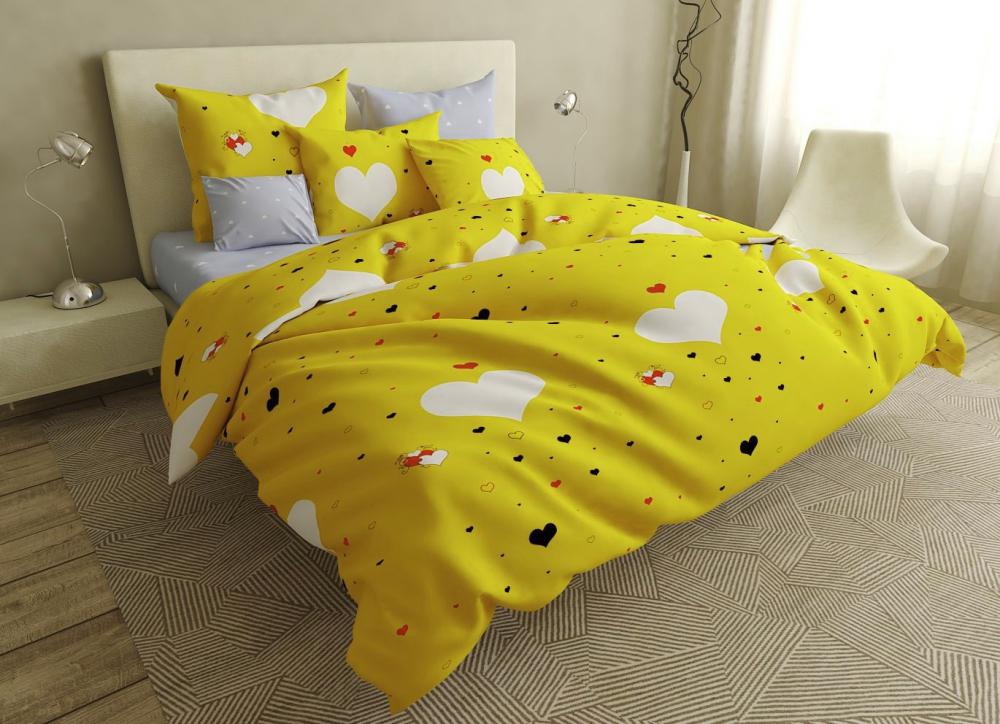 Комплект постельного белья Комфорт текстиль Сердца с простынью на резинке 200x220 см 70x70 см (КТ_pvu_4262_40_70x70)