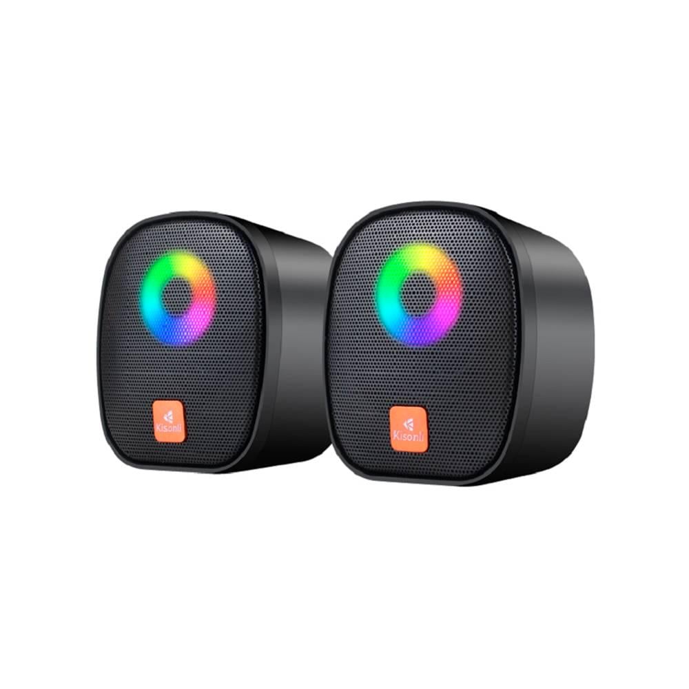Колонки для ПК і ноутбука Kisonli х11 USB/3,5 мм 2х3W 20Hz-20KHz DC 5V Black (30431)