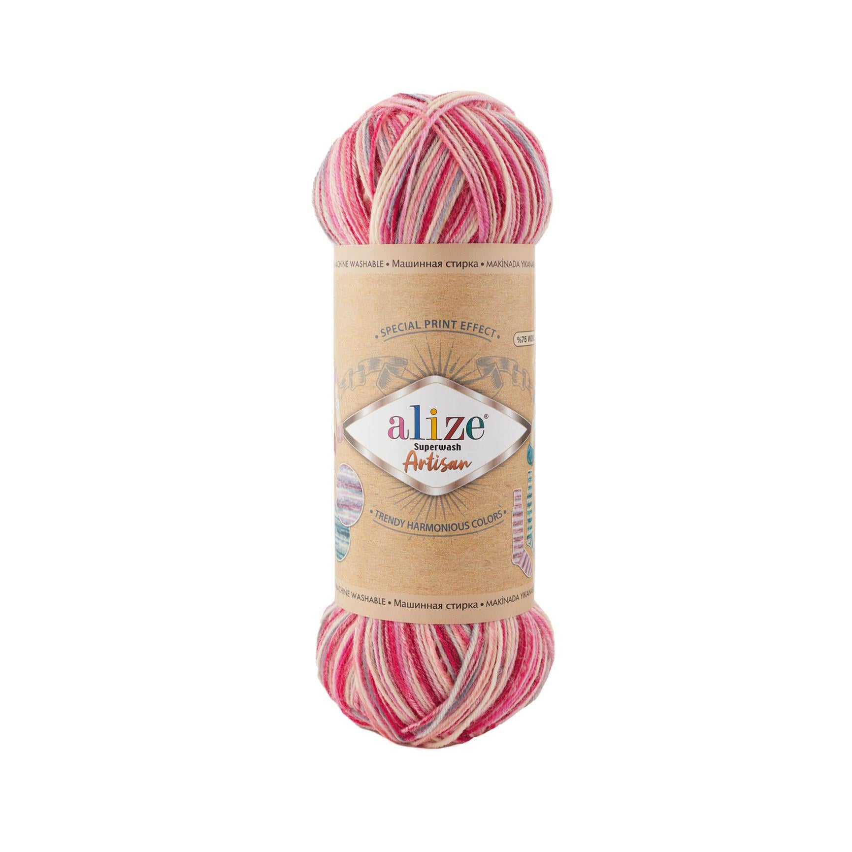 Пряжа носочная Alize Superwash Artisan 9002 розовый меланж (2695)