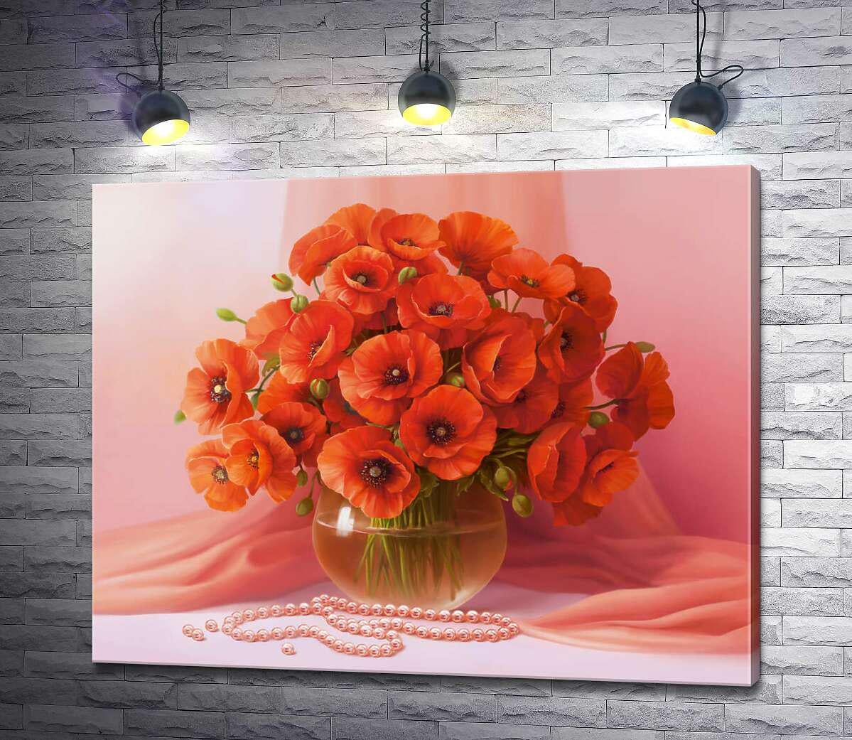 Картина ArtPoster Плавные линии лепестков маков в прозрачной вазе 100x80 см Модуль №1 (001246)