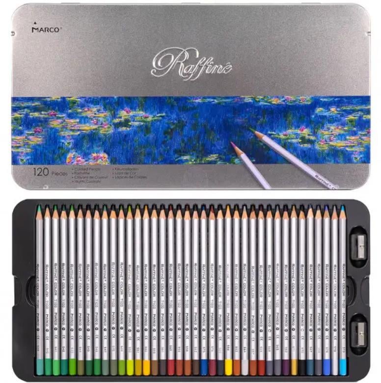 Карандаши цветные Marco Raffine 120 цветов в металлическом кейсе