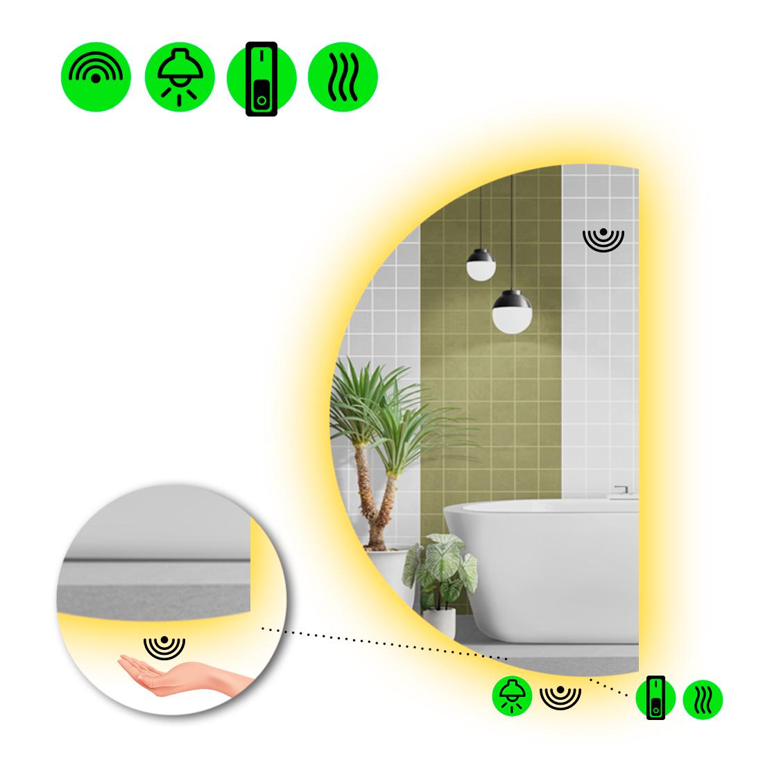 Зеркало с LED подсветкой Parette 2 с ИК включателем и подогревом 80x40 см (8738305)