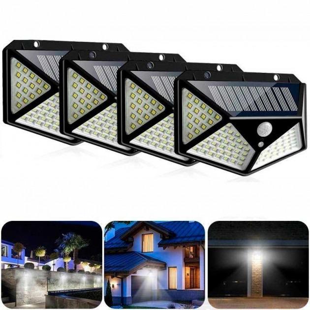 Комплект ліхтар вуличний на сонячній батареї Solar Motion 100 LED з датчиком руху 4 шт Чорний (7317/4L) - фото 3