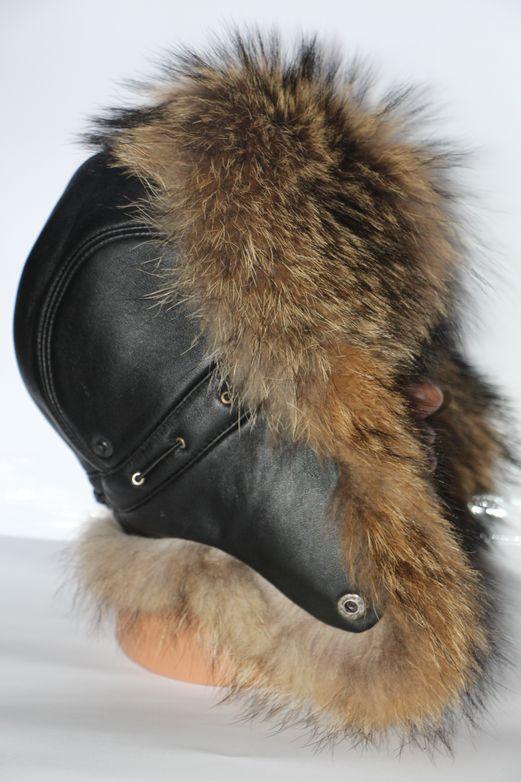 Шапка-ушанка мужская из мех енота (29030)