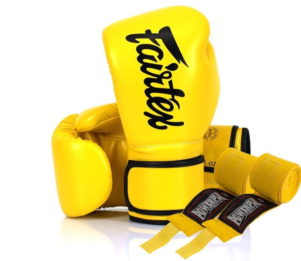 Боксерські рукавиці FAIRTEX BGV14 10 унцій бинти в комплекті Yellow (3019820637)