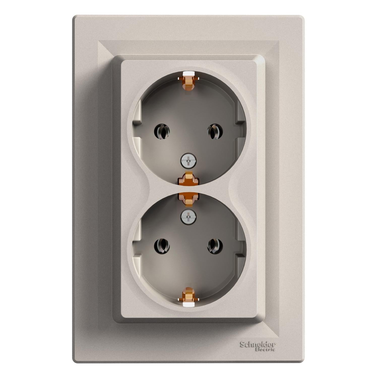 Розетка двойная Schneider Electric Asfora без заземления Бронзовый (EPH9900169)