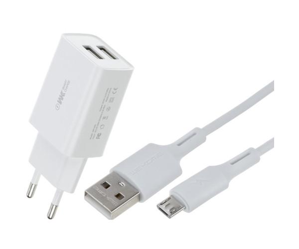 Устройство сетевое зарядное WK WP-U119m 2USB 2A с кабелем MicroUSB White - фото 2