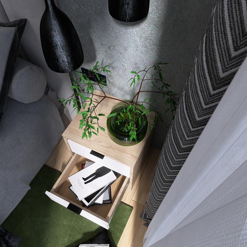 Тумба приліжкова Еверест Сіті-450 45,2х38х44,2 см Дуб сонома/Білий (EVR-071090) - фото 6 Тумба приліжкова Еверест Сіті-450 45,2х38х44,2 см Дуб сонома/Білий (EVR-071090) - фото 6