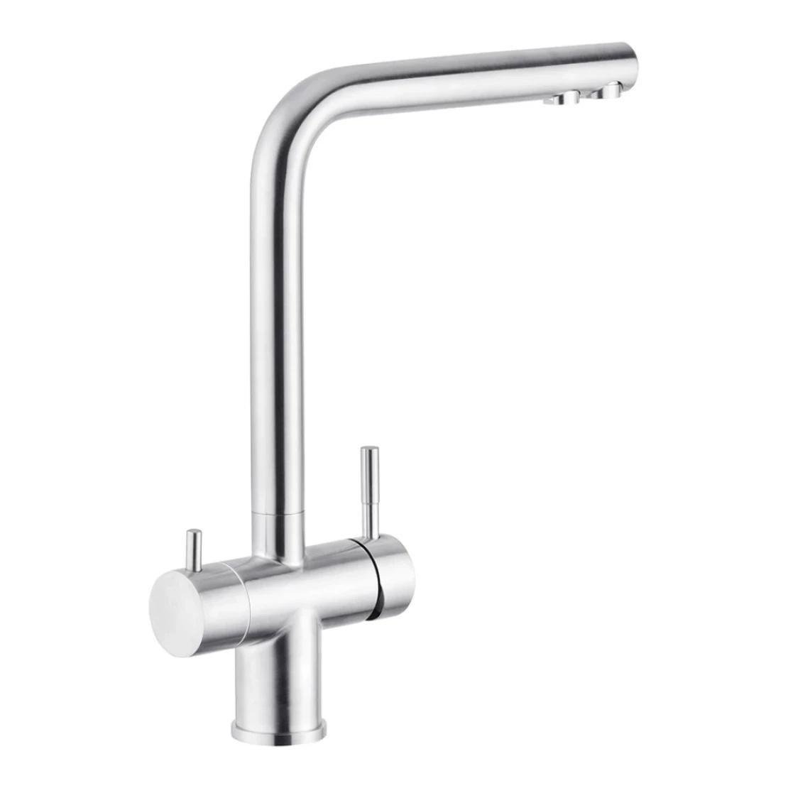 Смеситель кухонный Kroner KRP Edelstahl Klassisch ESG03811 врезной с длинным изливом нержавеющая сталь (CV027932)