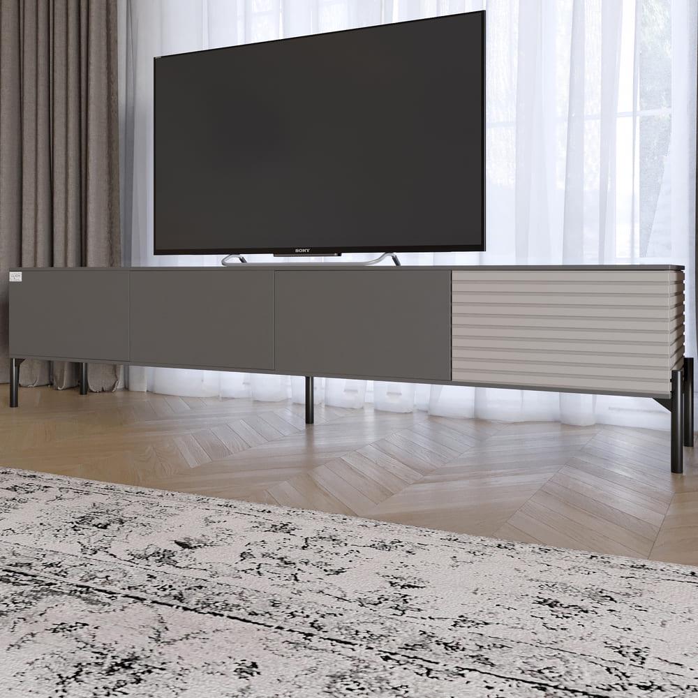 Тумба под телевизор Lion Грей на черных металлических ножках Дуб Сонома/Кашемир (000-000-2514)