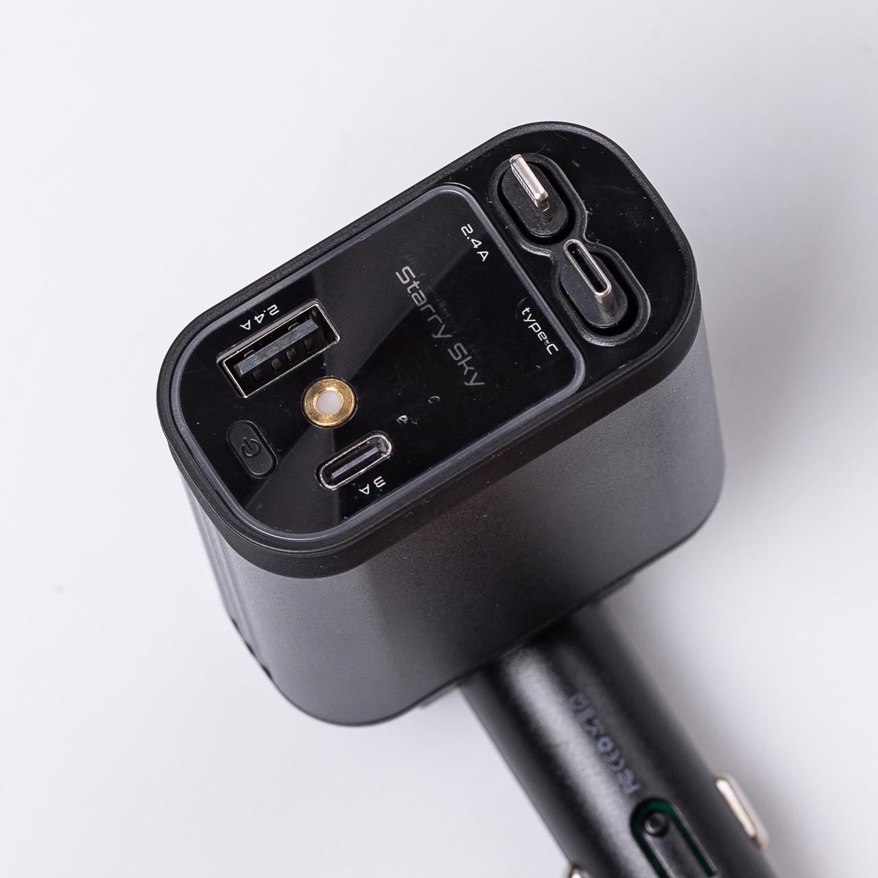 Зарядний пристрій автомобільний LED-проекція зі швидкою зарядкою та висувними кабелями Apple Lightning/USB-С (6836) Зарядний пристрій автомобільний LED-проекція зі швидкою зарядкою та висувними кабелями Apple Lightning/USB-С (6836)