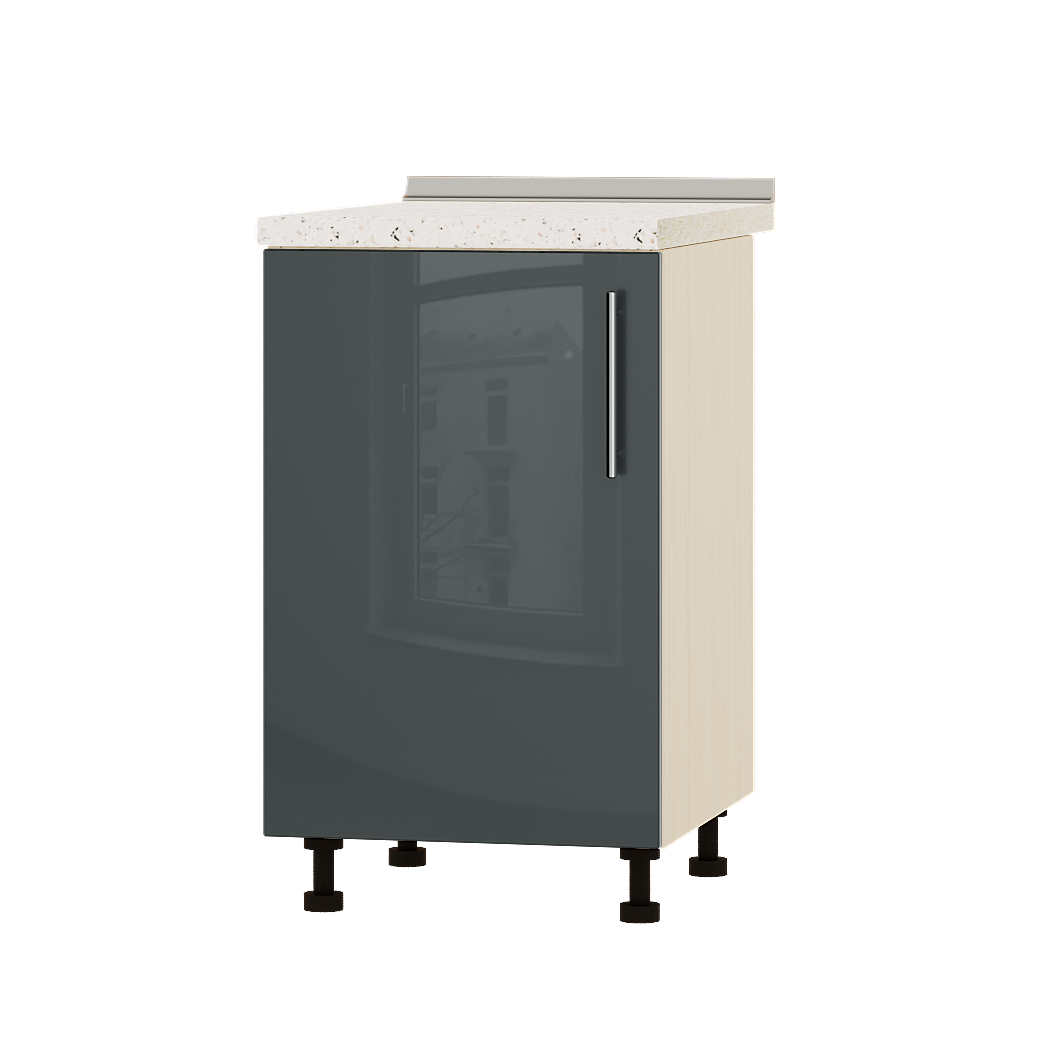 Шкаф нижний Эверест Акрил модуль Низ Н83-500 50х47х85 см Антрацит глянец/Дуб Молочный (04624)