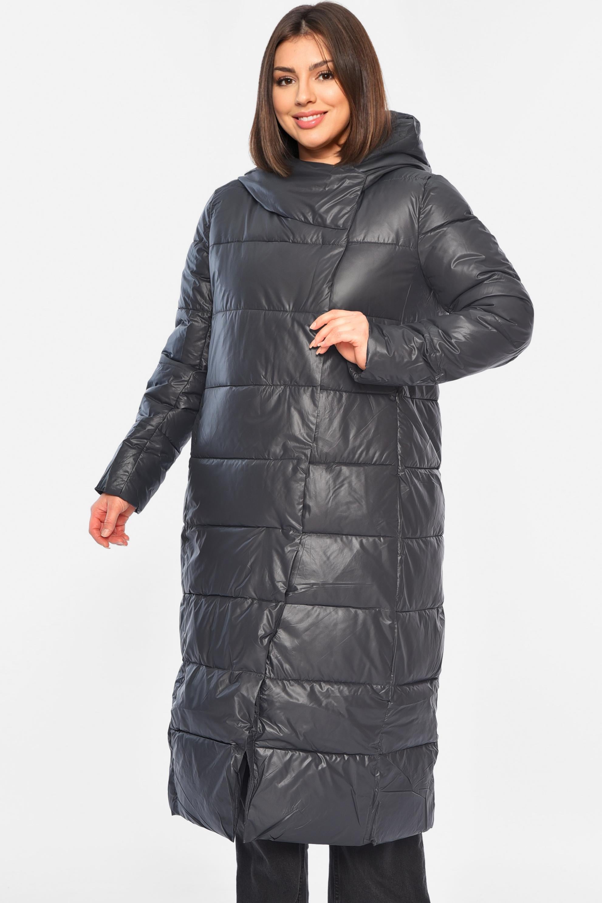 Куртка женская удлиненная еврозима L Темно-серый (195678) Куртка женская удлиненная еврозима L Темно-серый (195678)