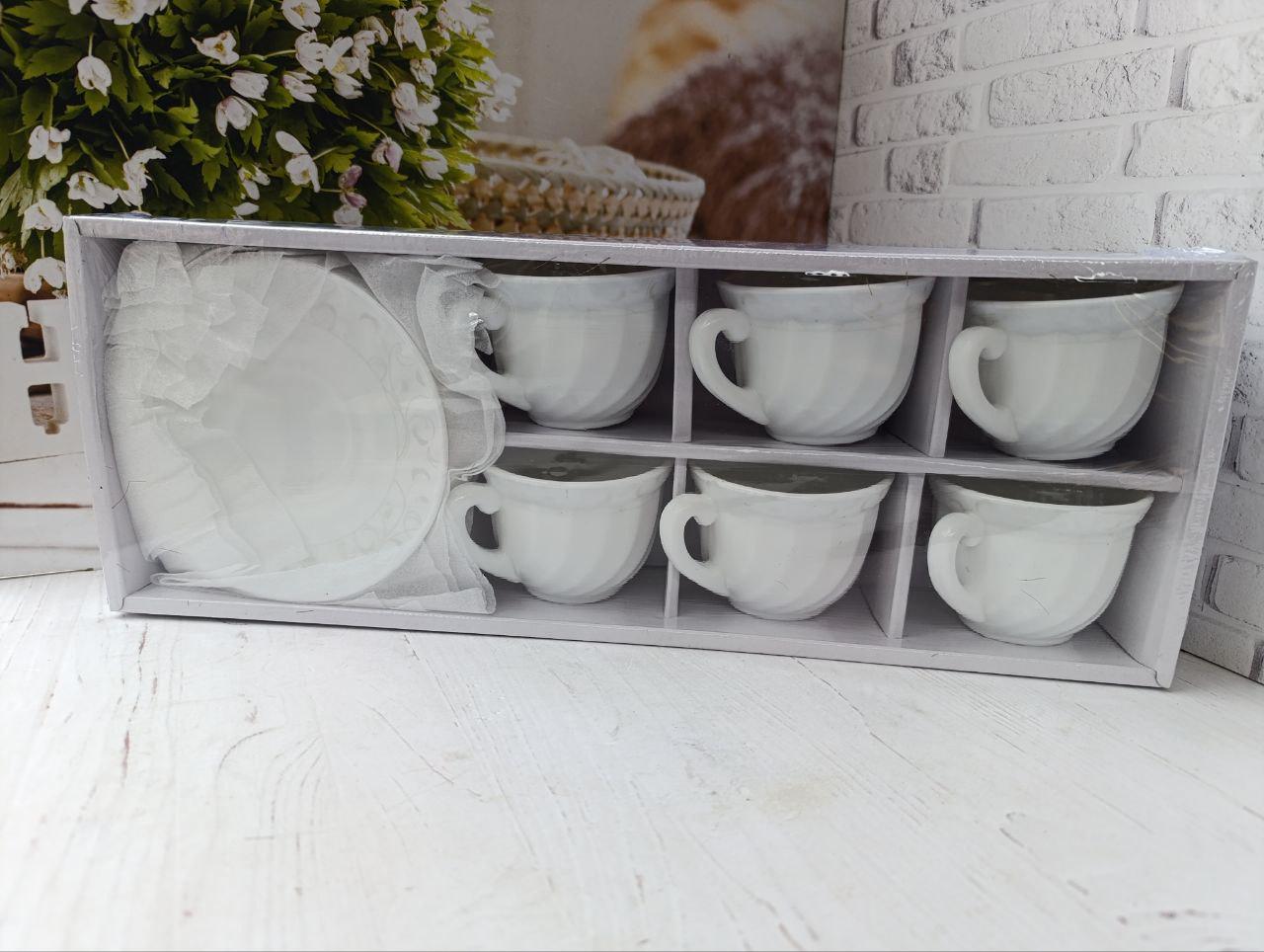 Сервиз чайный SNT Глазурь фарфоровый 190 мл 12 пр. Белый (130313) - фото 2