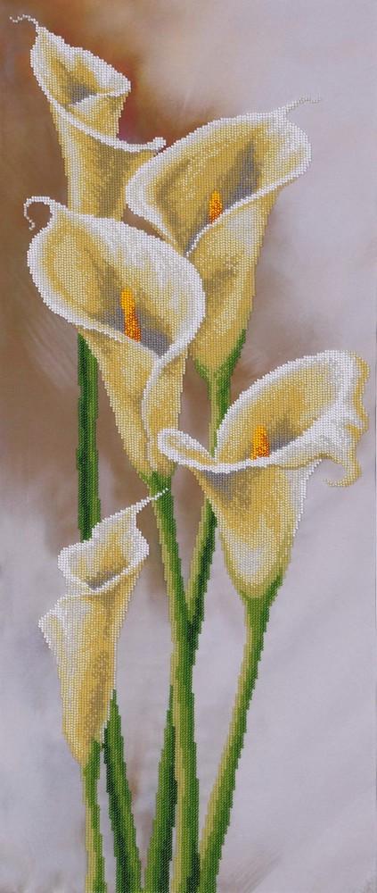 Вышивка бисером Белые каллы частичная выкладка 30x70 см (1460722451)