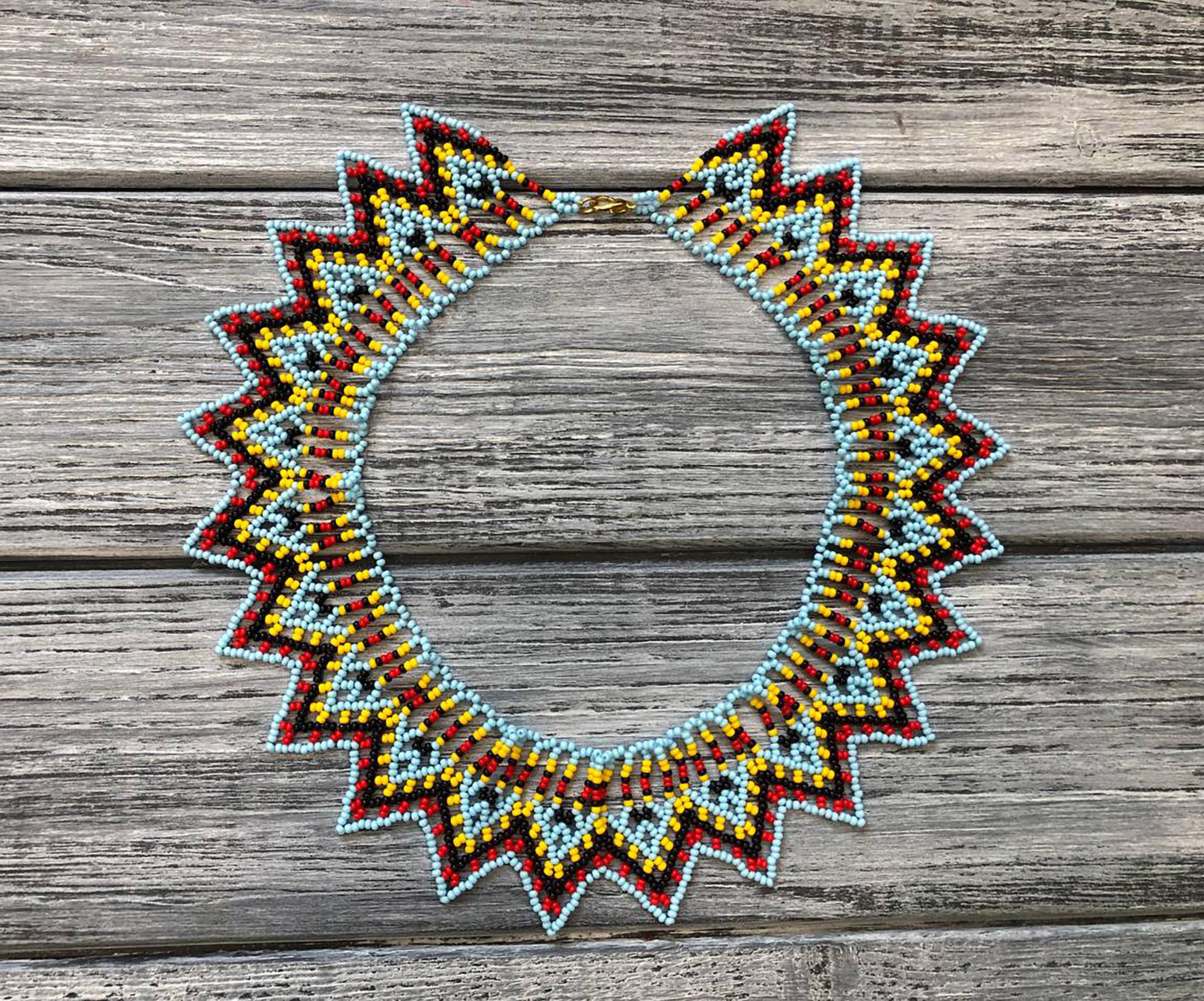 Колье-силянка из бисера HatynkaUA Geometric Traditional Necklace ручной работы (SUN999_05) - фото 7