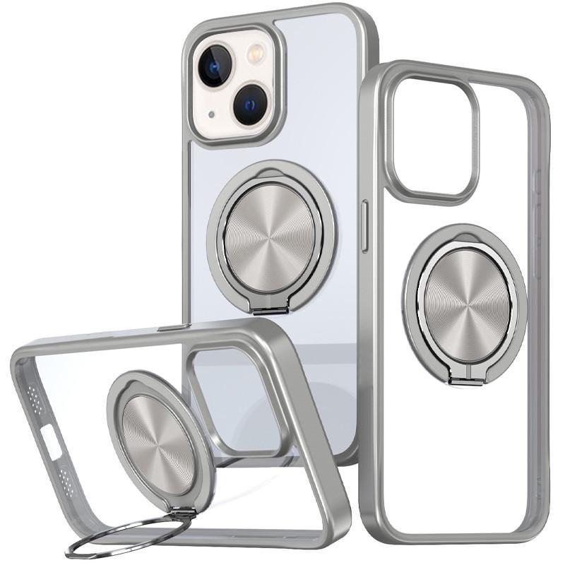 Противоударный чехол TPU+PC Metal Ring with MagSafe для Apple iPhone 15 (6.1") Серый