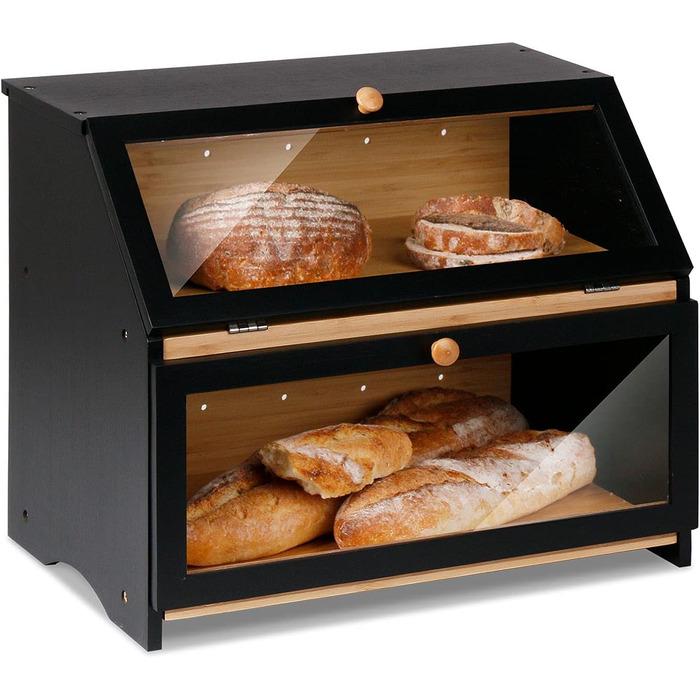 Хлібниця дворівнева бамбукова Leader Accessories 39х25х32 см Чорний (2671729)