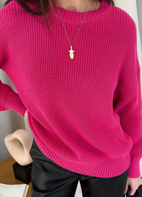 Джемпер зі спущеним плечем Cotton S/M Фуксія (33081) - фото 3 Джемпер зі спущеним плечем Cotton S/M Фуксія (33081) - фото 3