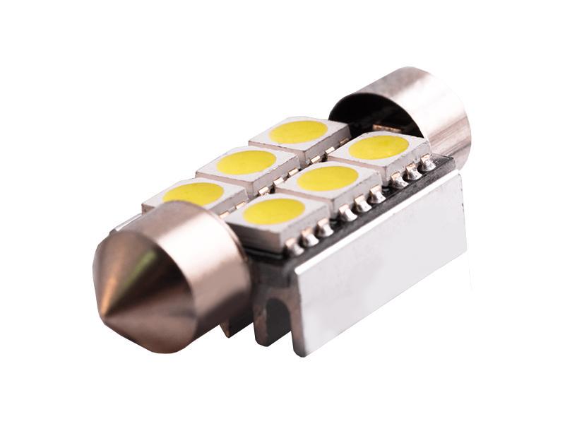 Автомобильная лампа светодиодная LEDUA S85 36 мм 6 SMD 5050 обманка 12V Белый (436)