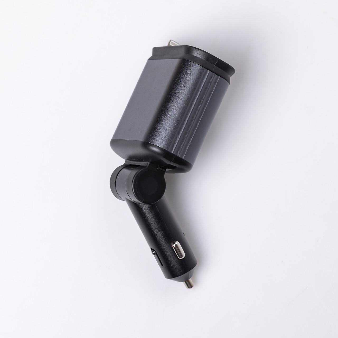 Зарядний пристрій автомобільний LED-проекція зі швидкою зарядкою та висувними кабелями Apple Lightning/USB-С (6836) - фото 5