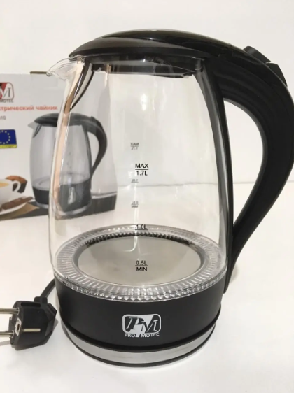 Електрочайник дисковий PROMOTEC PM-810 з підсвічуванням скло (14113781) - фото 5 Електрочайник дисковий PROMOTEC PM-810 з підсвічуванням скло (14113781) - фото 5